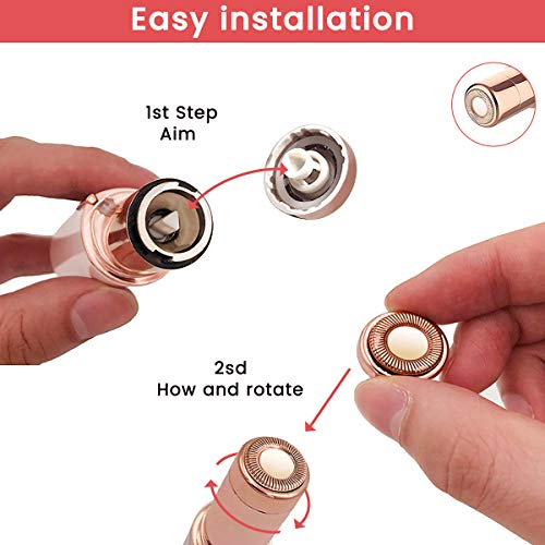 Replacement Heads for Facial Hair Remover, 18K Rose Gold Hair Remover Replacement Heads fit Electric Facial Hair Remover for Face, Leg, Armpit, Back, etc, 5 Count (1 Cleaning Brush)