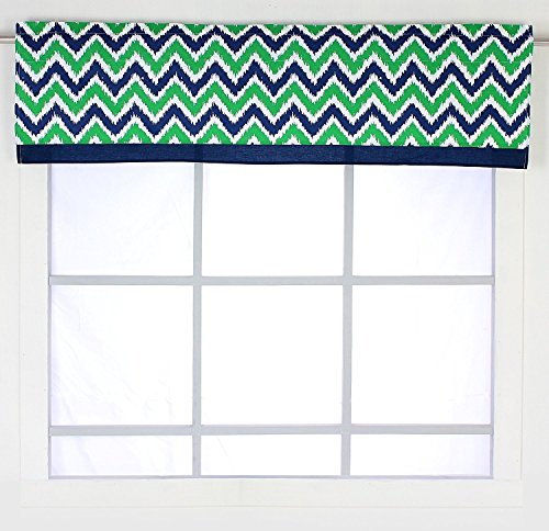 Bacati Mix and Match Zigzag Ikat Window Valance, Navy/Green