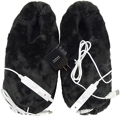 ValueRays 2-Piece Set: USB Heated Slippers & One "3" Three Port 5V 3.1A Heavy Duty USB Adapter, (LARGE/X-LARGE)