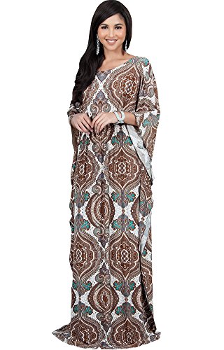 KOH KOH Plus Size Womens Womens Long Kaftan Boho Print Jersey Flowy...