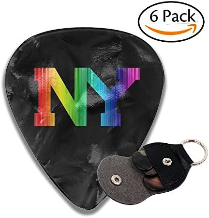 PERFECT GIFT - Rainbow New York City NY Guitar Picks 6 Pack Heavy, Thin, Medium Gauges Celluloid Guitar Pick
