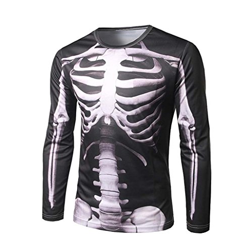 TOOPOOT Men Easter Skeleton Print Long Sleeve Sweatshirt T-Shirt (XL)