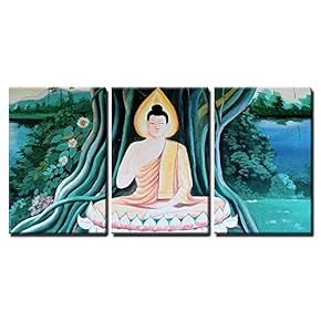 Old Painting of Buddha x3 Panels