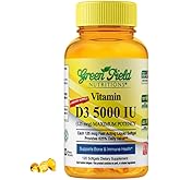 Greenfield Nutritions Halal Vitamin D - Halal Vitamin D3 5000 IU Softgel (125 mcg), High Potency 120 Unflavored Softgels - Beef Gelatin D3 Halal Vitamins, Supports Immune Bone Teath Brain and Hair
