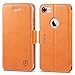 SHIELDON iPhone 7 Case, iPhone 7 Wallet Case, Premium Genuine Leather Shockproof Wallet Case Credit Card Slot Holder, Durable Protective Case iPhone 7 (2016) - Brown