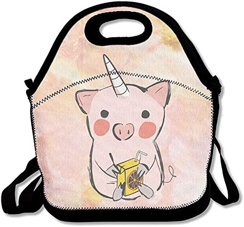 Starindian Cute Cartoon Unicorn Pig With Orage Juice Waterproof Lunch Tote Bag Insulated Reusable Picnic Lunch Boxes For Men Women Kids
