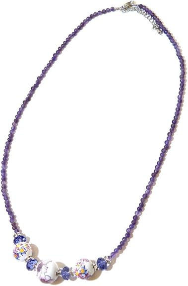 Amazon アメジスト 陶器ビーズのデザインネックレス Ne3 ネックレス 通販