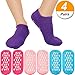 Bememo 4 Pairs Moisturizing Gel Socks Soft Spa Gel Socks for Repairing and Softening Dry Cracked Feet Skins (Pink, Rose Red, Blue and Purple)