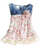 Toddler Baby Girls Dress Denim Chiffon Flower Dress Kids Sun Dress Dress Clothes