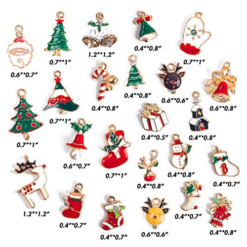 LoveInUSA Enamel Christmas Charms,50pcs Mixed Style Gold Plated Charms Pendants,80g Christmas Craft Charms Christmas Charms Pendants for DIY Jewelry Making Necklace Bracelet Earring