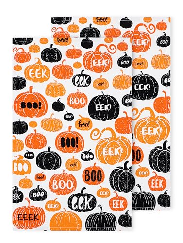 PurpleEssences Halloween Kitchen Towels 16"x28" Set of 2 Boo at Amazon