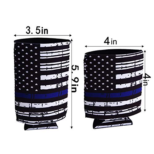 Slim Can Coolers For Slim Can +Can Cooler Sleeves For Standard 12oz Can, Collapsible Neoprene Insulated Drink Cooler Coolies Cover holder Can Coozies USA Flag Perfectly (2 pack)