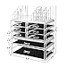 SONGMICS Makeup Organizer 3 Pieces Set Cosmetic Storage Jewelry Display Case 8 Drawers Clear UJMU08T