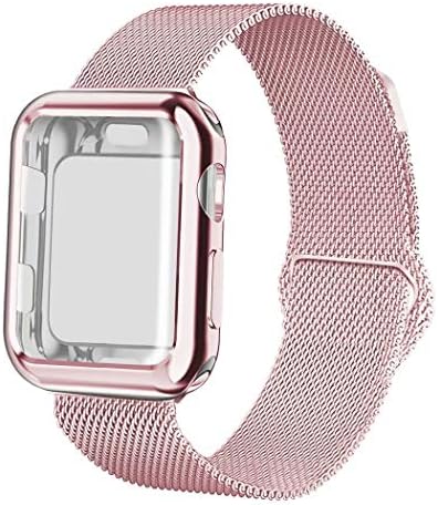 YC YANCH Compatible with Apple Watch Band 38mm 40mm 42mm 44mm with Case, Stainless Steel Mesh Milanese Loop Band with Apple Watch Screen Protector Compatible with iWatch Apple Watch Series 1/2/3/4