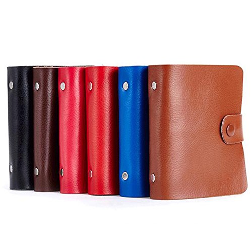 Business Card Holder, Boshiho Genuine Leather Credit Name ID Card Holder Book, Office Journal Business Cards Organizer (Blue)