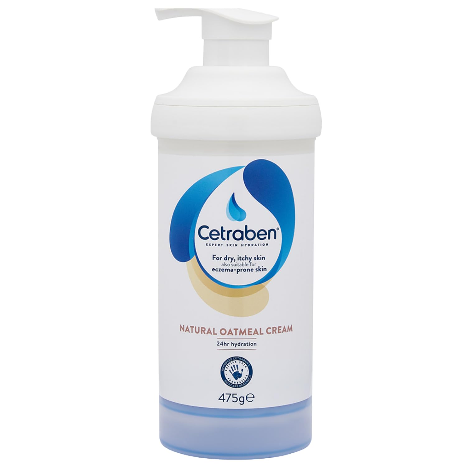 Cetraben Natural Oatmeal Cream, For Dry, Sensitive & Eczema-Prone Skin, Provides 24 Hour Hydration, Soothing, Lightweight and Quick Drying, For Daily use on the Body and Face, 1 x 475g