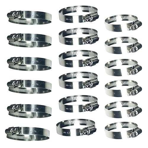 Adjustable Stainless Steel Worm Gear Hose Clamps Water Pipe Clamps Assortment Kit 18 Piece