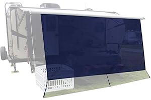 Tentproinc RV Awning Sunshade Screen 7' X 10' 3'' (Fit for 11' Awning) Mesh Sun Shade for RV Awning Sunscreen Block UV Glare Motorhome Camping Trailer Awning Shadescreen - 3 Year Warranty (Navy Blue)