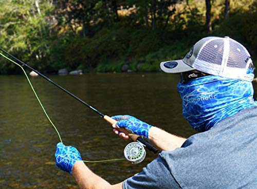 Fishoholic Neck Gaiter UPF50+ Fishing Face Mask Wind Dust Sun Protection Bandana Shield Headwear Scarf for Men Women Hunting Cycling Run Fish Paddling Kayak Bass (GrayCamo, 1 Size fits Most)