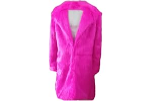 Colf Men's Winter Long Sleeve Turn Collar Faux Fur Coat Outwear Long Parka Jacket Overcoat