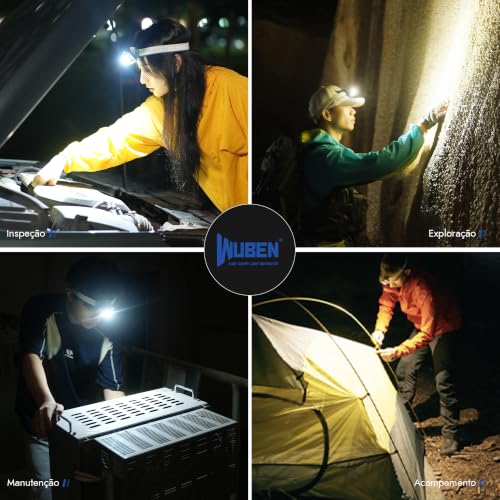 WUBEN H4 Lanterna de Cabeça Recarregável LED, 800 Lúmens, à Prova d'água IP68 Com Sensor de Movimento, Lanternas de Cabeça Com 10 Modos e Luz Vermelha, Para Camping Equipamentos, Pesca e Acampamento