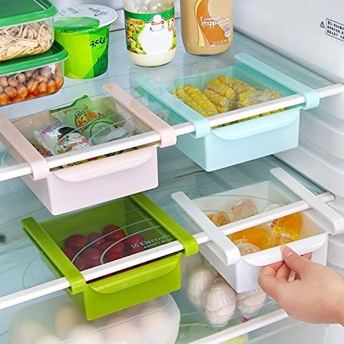 Saimani Refrigerator Plastic Multi Purpose Storage Fridge Racks Tray Selves Shelf (Set of 4)(Multi-Color)