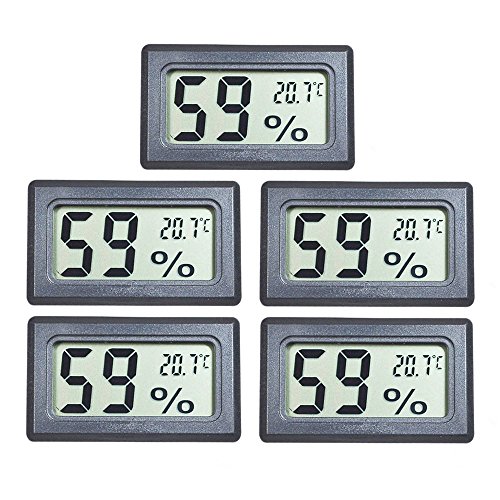 EEEKit 5-Pack Mini LCD Digital Electronic Temperature Humidity Meter Indoor Thermometer Hygrometer (Black)