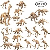 WedFeir 24pcs Dinosaur Fossil Skeletons, 3.7 Inch Assorted Figures Dino Bones, Educational Gift for Science Play, Dino Sand Dig, Party Favor & Decorations.