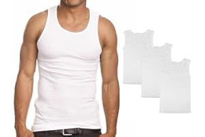 Goyoma Multipacks Mens 100% Cotton Tank Top White/Black Wife Beater A-Shirt Undershirt