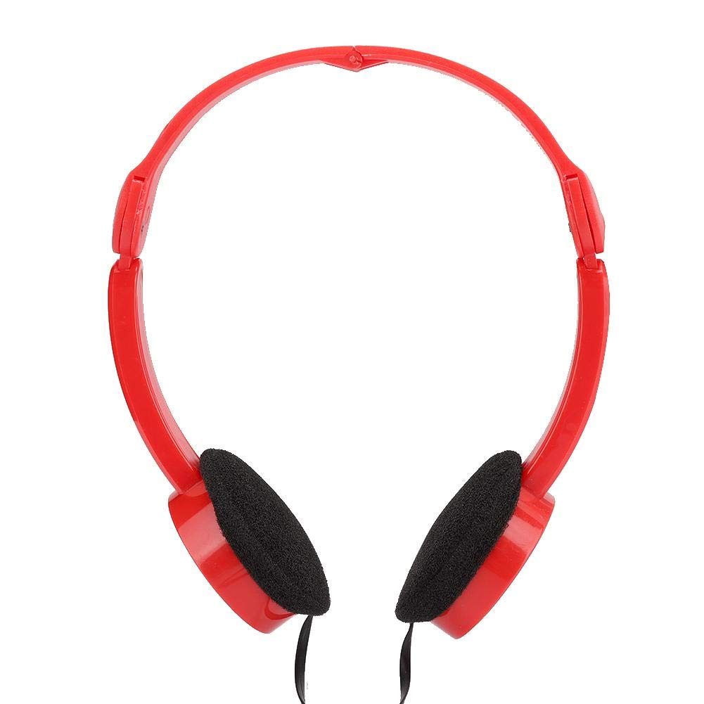 VBESTLIFE Foldable Wired Over-Ear Headphones,Stereo Children Music Headphone with Microphone,Supporting for Skype Calls,For TV Cell phone Laptop PC(Red)