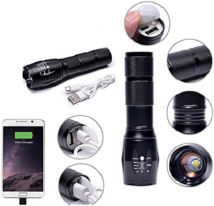 Flashlights XML T6 Super Bright 5000 Lu-men Rechargeable Tactical Led with output USB to charger your Phones and Tablets.