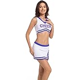 Cheerleader Costume For Women High School Cheer Uniform Sexy Halloween Party Cosplay Cheerleading Outfit Pom Poms