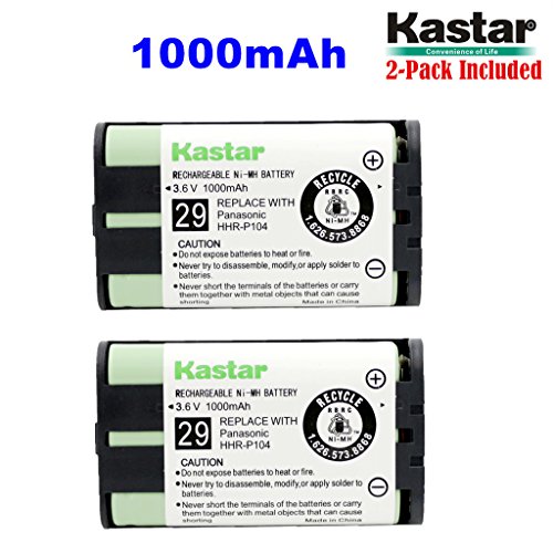 Kastar HHR-P104 Battery (2-Pack), Type 29, NI-MH Rechargeable Cordless Telephone Battery 3.6V 1000mAh, Replacement for Panasonic HHR-P104 HHR-P104A,23968 439024 439025 439026 439030 439031,KX-FG6550 KX-FPG391 KX-TG2302 KX-TG230 KX-TG2312 KX-TG2355W KX-TG2356 KX-TG2357 KX-TG2382B KX-TG2386B KX-TG2388B KX-TG2396...Compatible Again & Again STB941,Battery Biz B-779,Dantona BATT104, Empire CPH496, Ener
