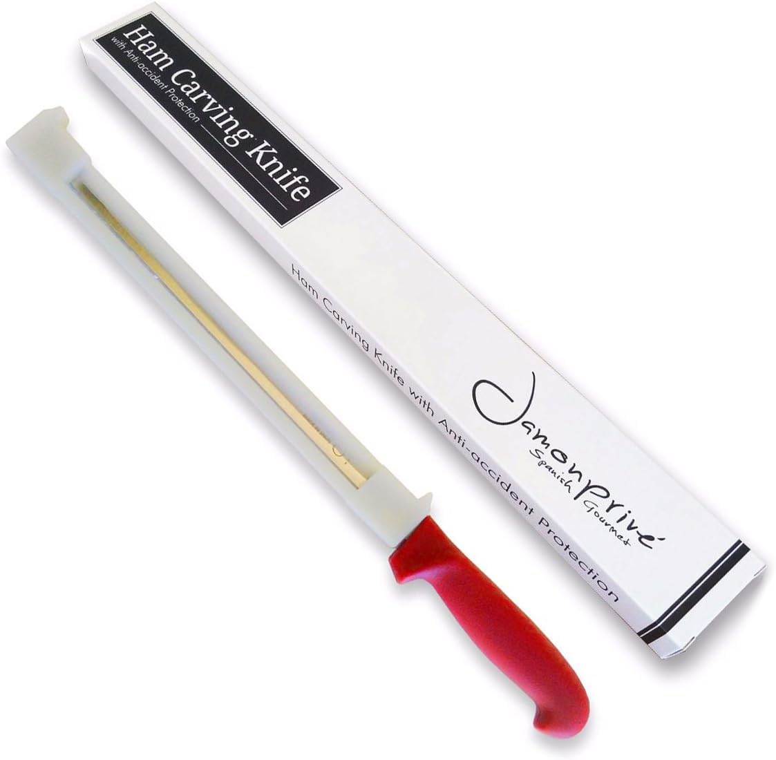 Jamonprive - Ham Knife with Accident Guard for Lefties & Righties (30 cm) - Ideal for cutting Serrano and Ibérico Hams