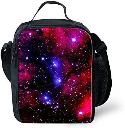 Lunch Bag with Water Bottle Pocket for Kids School Trip Galaxy 3D Print Frestree