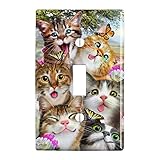 GRAPHICS & MORE Cats and Butterflies Selfie Plastic Wall Decor Toggle Light Switch Plate Cover