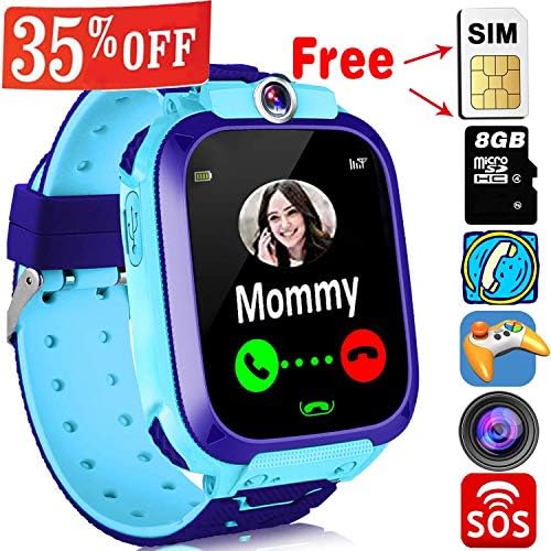 Kids Smart Watch Phone with Free SIM Card,Game Smartwatch for Girls Boys Music Player Watch with Two-Ways Call Camera SOS 12-Hour Clock 1.4'' Touch Screen Watches Learning Toys 4-12 Birthday Gifts