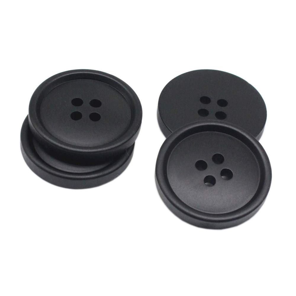 YaHoGa 40PCS 30mm Black Buttons Large Resin Buttons for DIY Sewing Tailor Crafts Coats Clothes (30MM)