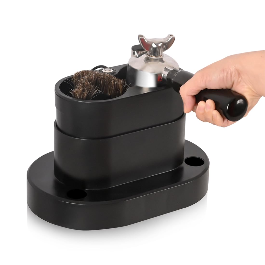 Photo 1 of Espresso Portafilter Cleaner Machine Electric - Automatic Portafilters Coffee Puck Sucker Cleaning Brush Machine for Commercial Standing Knock Box Espresso Accessories