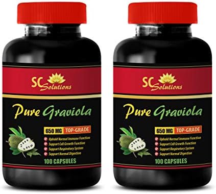 Antioxidant Supplement - GRAVIOLA Leaf Extract (650Mg) - Soursop graviola guanabana - 2 Bottles 200 Capsules