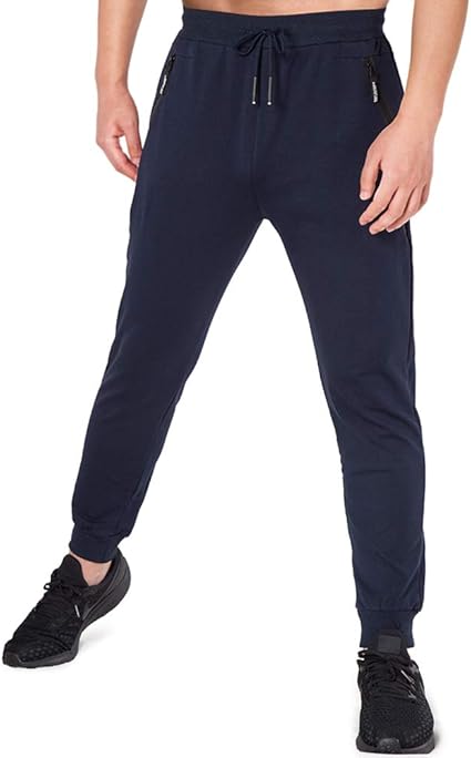 ZOXOZ Pantalon Chandal Hombre Algodón con Cremallera Bolsillos Cintura  Elástica Ajustable