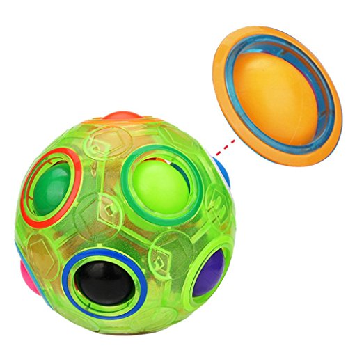 Morecome Luminous Stress Reliever Magic Rainbow Ball Fun Cube Puzzle Education Toy for Kids (B)