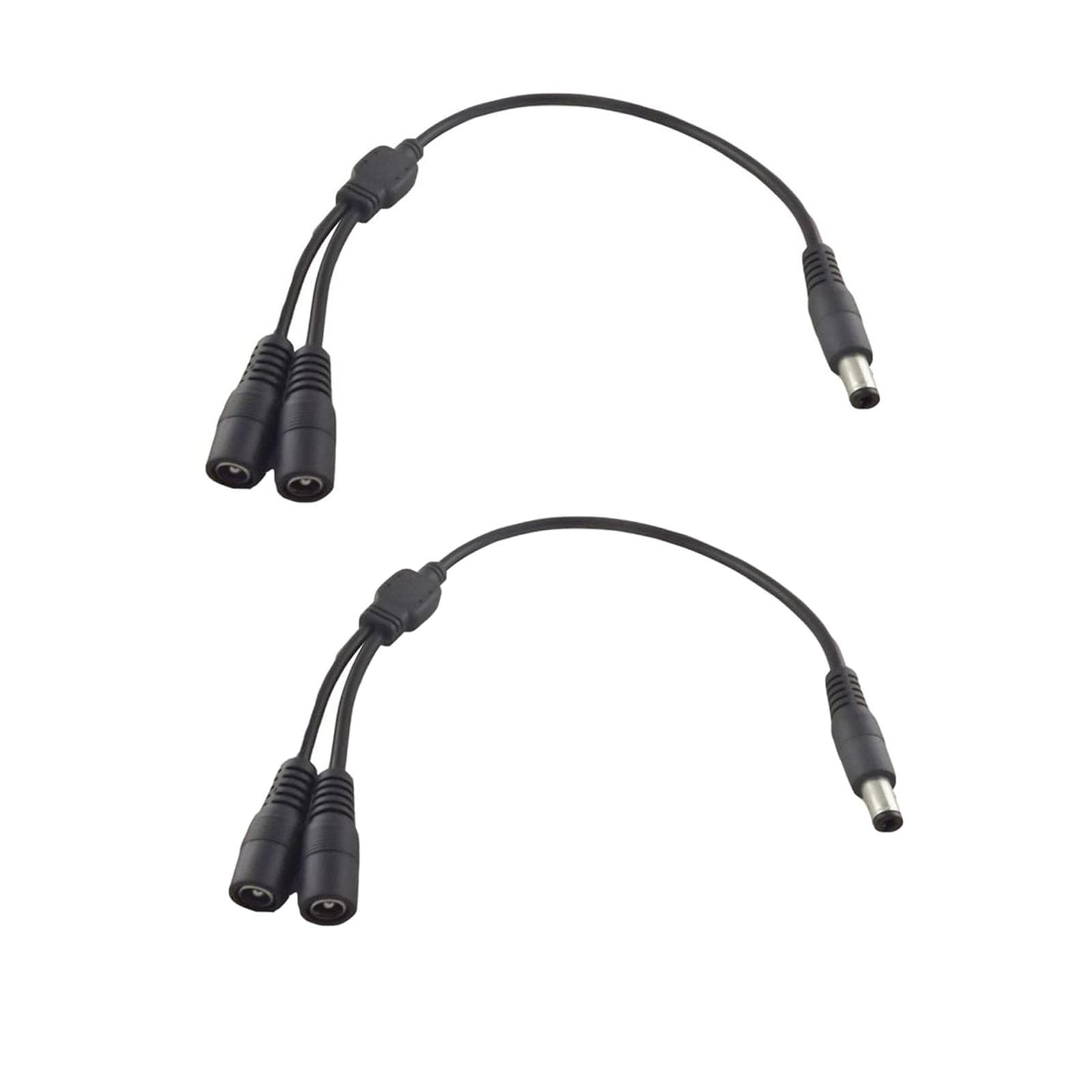 UpperFu DC Power Y Splitter Cable, 2 Pcs 5.5mm x 2.5mm 1 Male to 2 Female DC Power Extension Adapter Cable for CCTV Surveillance Cameras Surveillance Routers DVR Led Light Strips