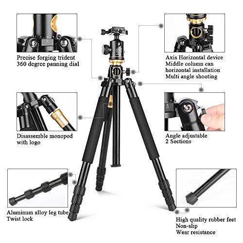 QZSD Q999H Aluminum alloy Tripod Monopod 360 Degree Damping Ball Head Carry Case For Canon Sony Nikon Video Camcorder With Horizontal Column