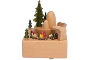 Takefuns Wooden Music Box Present Christmas Train Musical Box for Her,Musical Box Smart Castle Toy Birthday Present for Lover Friends and Children，Play Merry Christmas Song
