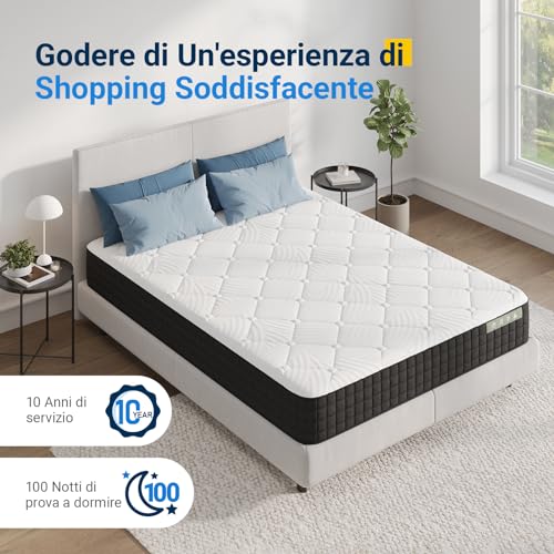 Avenco Materasso 160x190, Materasso Matrimoniale in Schiuma di Bambù, Tessuto Riempito con Gel Memory Foam Traspirante, Supporto Perfetto Si Adatta al Corpo e Migliora il Sonno