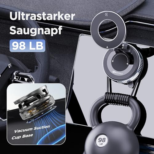 MSXTTLY Military Mobile Phone Holder Car Magnet for MagSafe Car Mount Magnetic [36 kg Suction Cup Vacuum 360° Rotatable 24XN55 Magnets] Holder Car for iPhone 17 Pro MAX 17-12 All Mobile Phones Vmag-S1