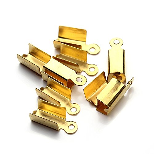 Gold Fold Over Crimp Cord End Cap Pieces Extension Caps for