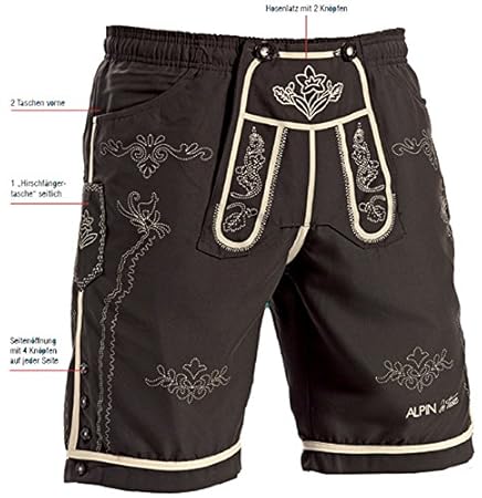 Trachten Badeshorts Badehose mit Innenslip schnelltrocknend & knitterarm #1531 (L)