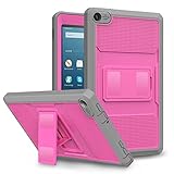 MoKo Case for All-New Amazon Fire HD 8 (2016 6th Generation) - [Heavy Duty] Full Body Rugged Cover with Built-in Screen Protector for Fire HD 8 Tablet (6th Gen, 2016 release Only), MAGENTA & GRAY